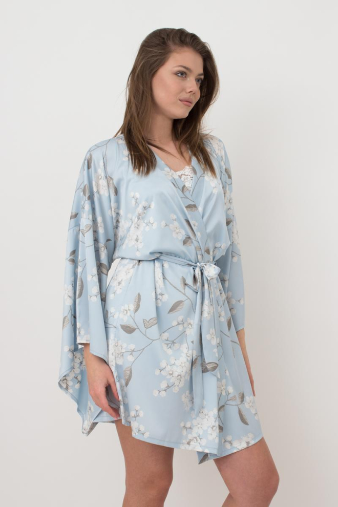 Халат-кімоно на запах із широкими рукавами Sakura 7326/050 Giulia (blue)