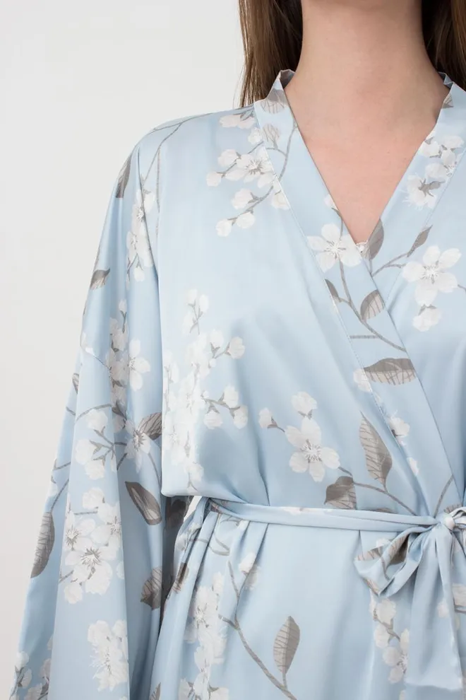 Халат-кимоно на запах с широкими рукавами Sakura 7326/050 Giulia (blue)