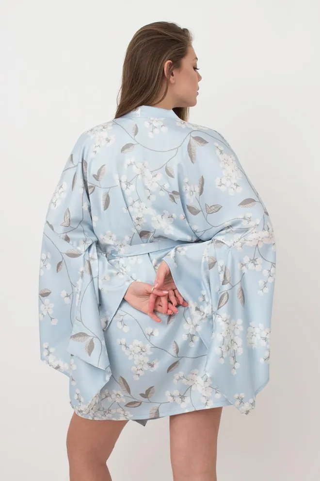 Халат-кимоно на запах с широкими рукавами Sakura 7326/050 Giulia (blue)