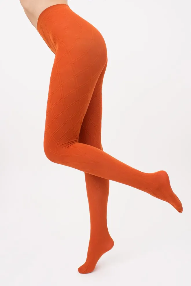 Колготки теплі з візерунком Salient 100 den model 2 Giulia (bombay brown)