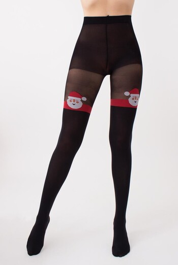Колготки з малюнком новорічні Santa tights 60 den Giulia (black) Колготки з малюнком новорічні Santa tights 60 den Giulia (black)