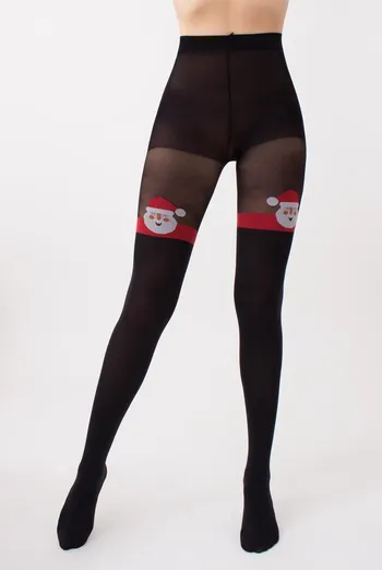 Колготки з малюнком новорічні Santa tights 60 den Giulia (black)