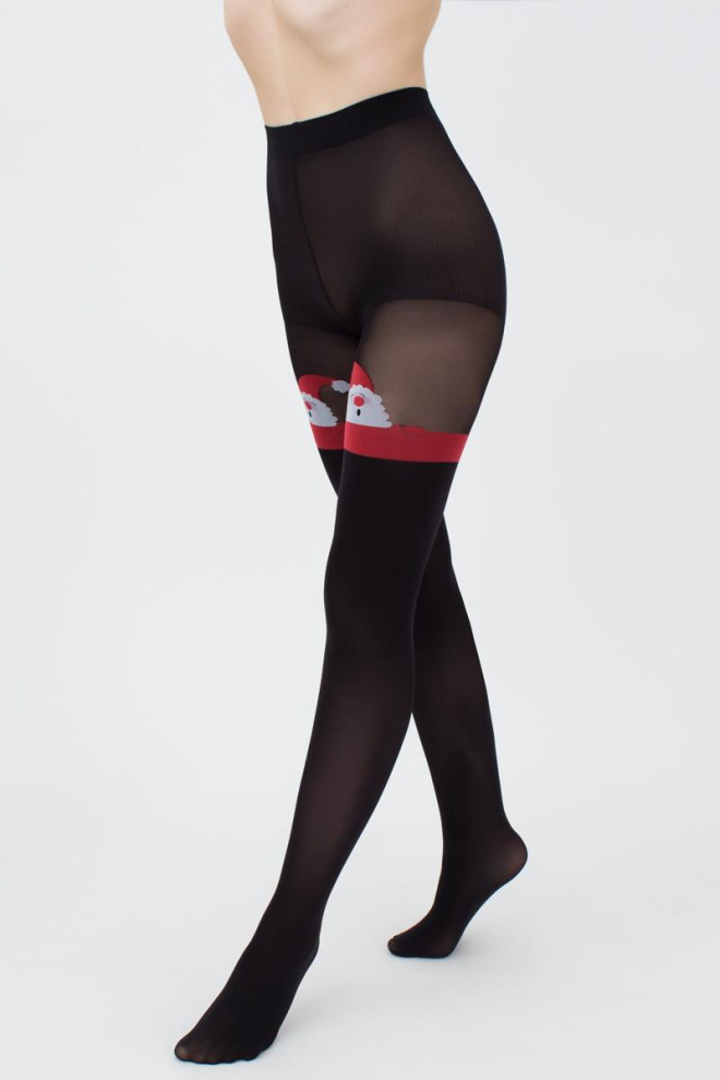 Колготки з малюнком новорічні Santa tights 60 den Giulia (black (1))