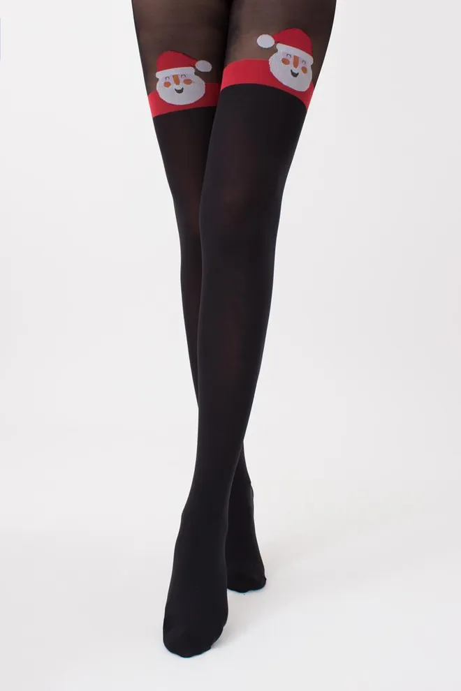 Колготки з малюнком новорічні Santa tights 60 den Giulia (black (1))