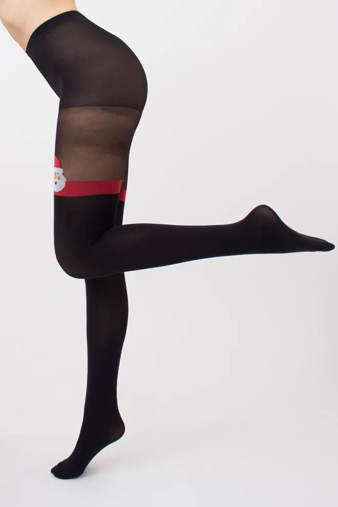 Колготки з малюнком новорічні Santa tights 60 den Giulia (black)