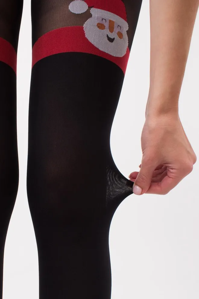 Колготки з малюнком новорічні Santa tights 60 den Giulia (black)