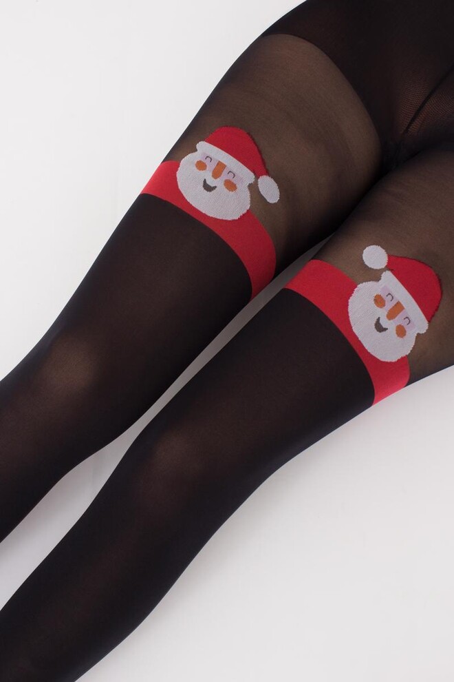 Колготки з малюнком новорічні Santa tights 60 den Giulia (black)