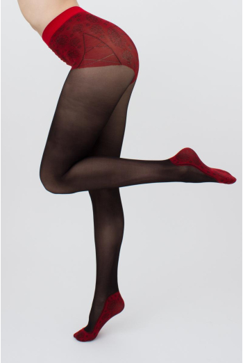 Колготки с рисунком Sapphire 40 den Giulia (nero/salsa) Колготки с рисунком Sapphire 40 den Giulia (nero/salsa)