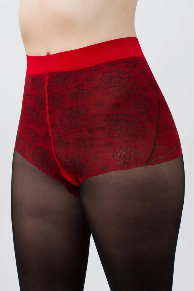 Колготки с рисунком Sapphire 40 den Giulia (nero/salsa)