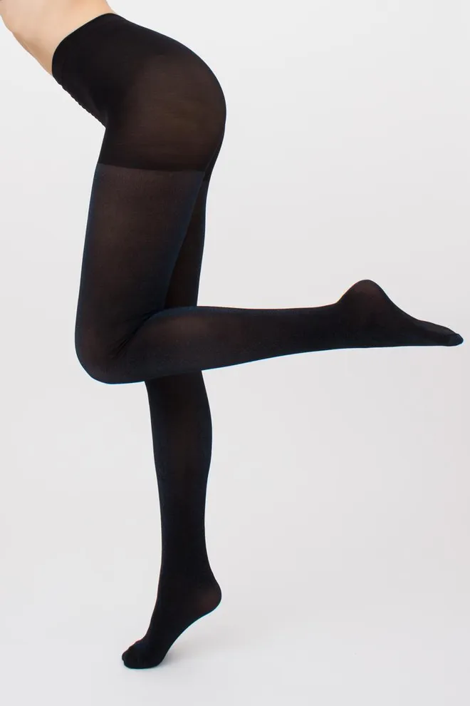 Колготки блискучі з люрексом Shiny 60 den model 1 Giulia (shiny turqoise metalic), чорний