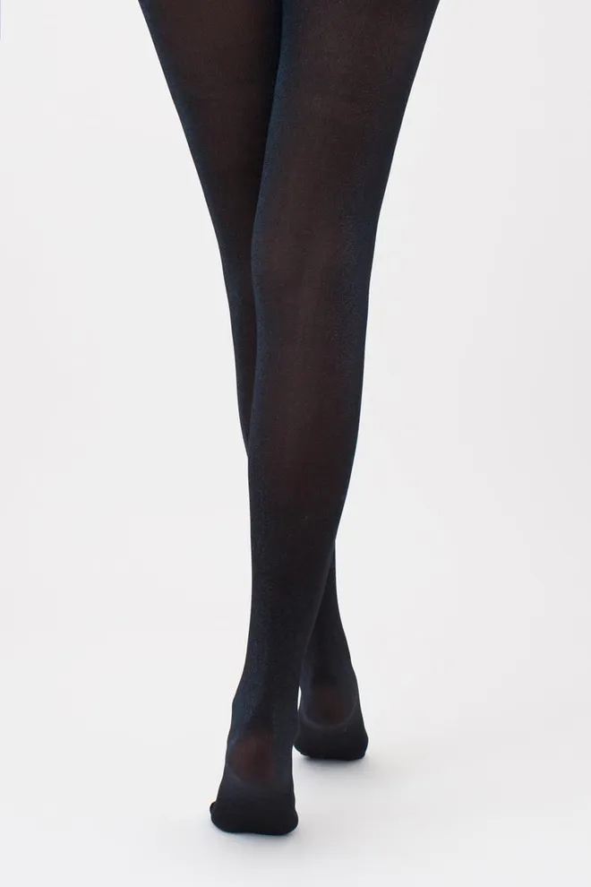 Колготки блискучі з люрексом Shiny 60 den model 1 Giulia (shiny turqoise metalic), чорний