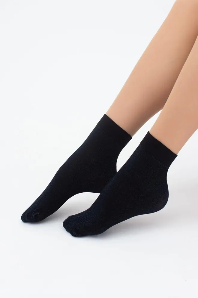 Носки женские короткие блестящие Shiny Giulia (shiny turqoise metalic)