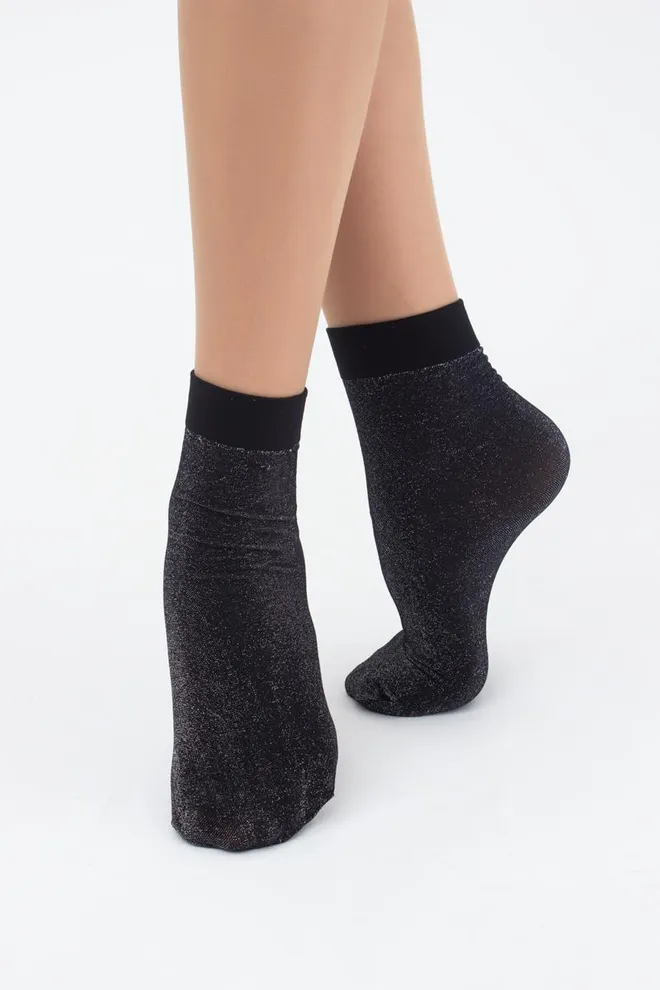 Носки женские короткие блестящие Shiny Giulia (dark silver metallic)