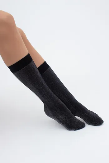 Жіночі блискучі гольфи Shiny Giulia (dark silver metallic)