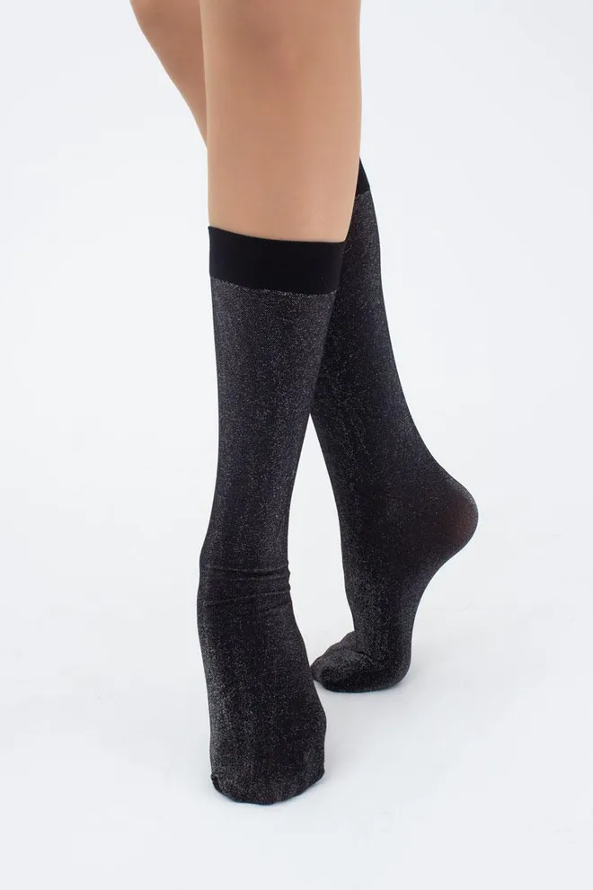 Жіночі блискучі гольфи Shiny Giulia (dark silver metallic)