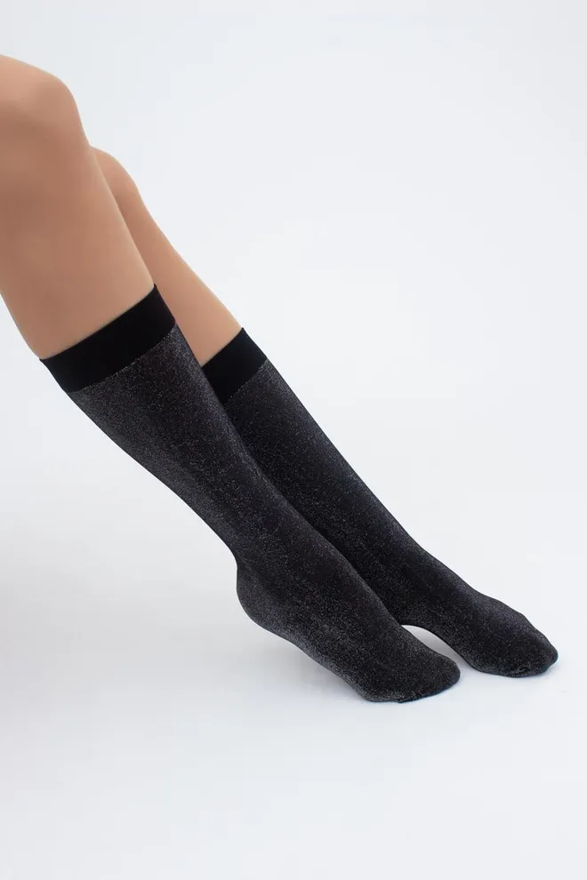 Жіночі блискучі гольфи Shiny Giulia (dark silver metallic)