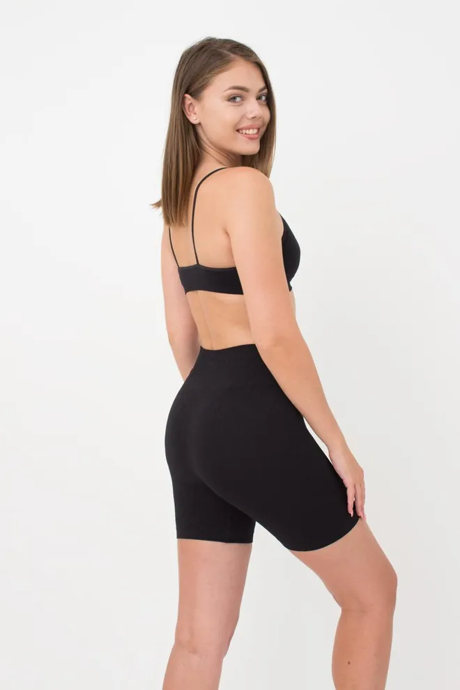 Шорты спортивные в рубчик Shorts rib wellness Giulia (black)