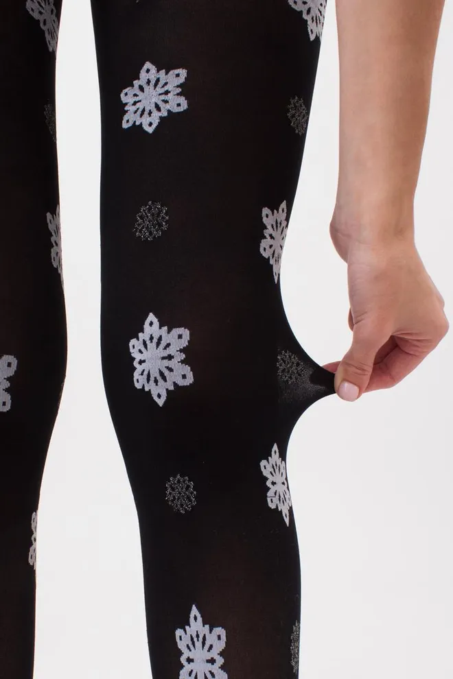 Колготки з малюнком новорічні Snowflake tights 60 den Giulia (black)