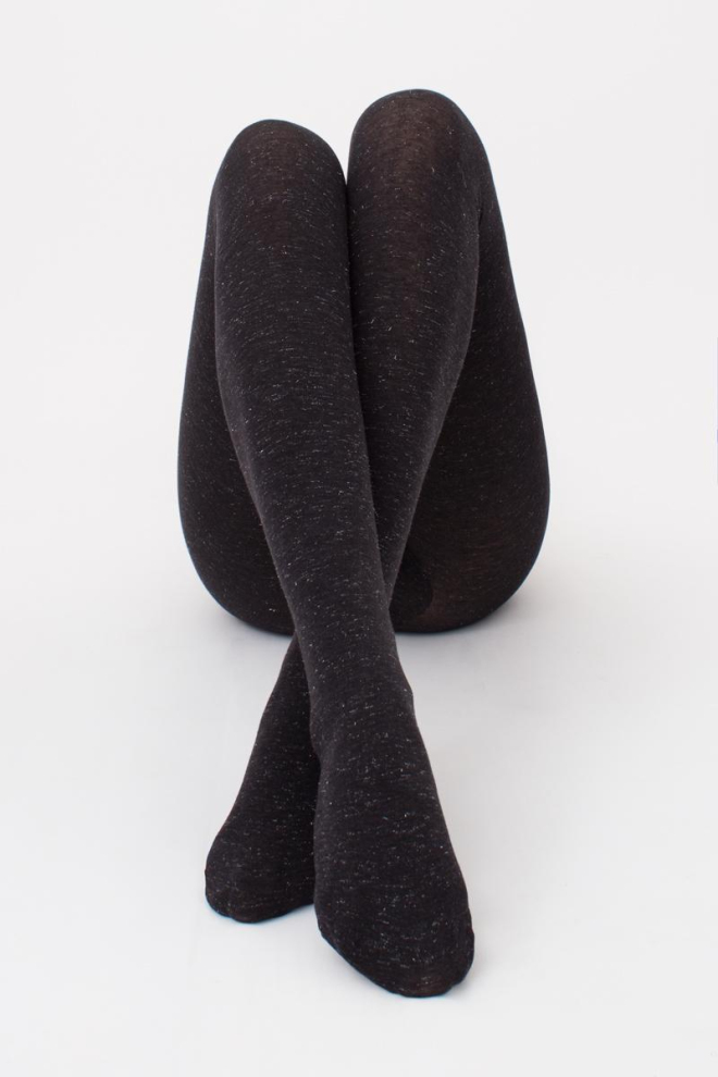 Теплые хлопковые колготки с люрексом SOFT COTTON LUREX Giulia (nero), черный