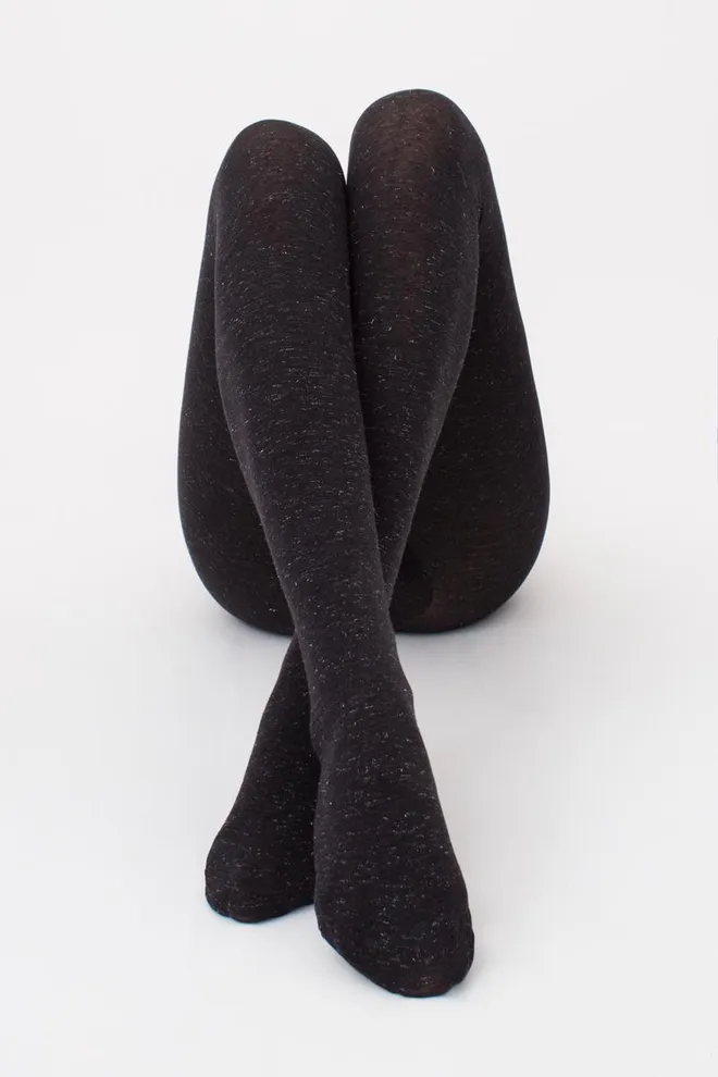 Теплі бавовняні колготки з люрексом SOFT COTTON LUREX Giulia (nero), чорний