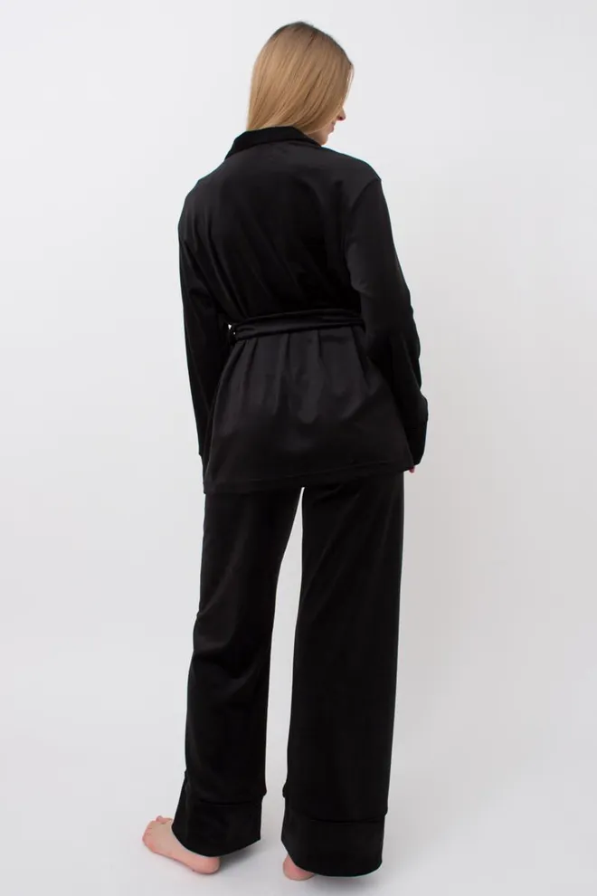 Комплект штани та кофта на ґудзиках із поясом SOFT WINTER 5509/080 Giulia (black), чорний