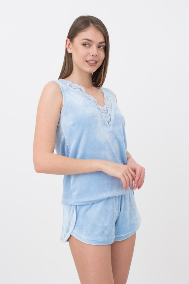 Піжама жіноча тепла з шортами Soft winter 6026/081 Giulia (blue)