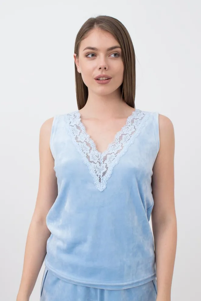 Пижама женская теплая с шортами Soft winter 6026/081 Giulia (blue)