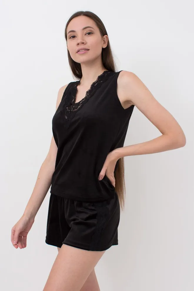 Пижама женская теплая с шортами SOFT WINTER 6037/081 Giulia (black), черный