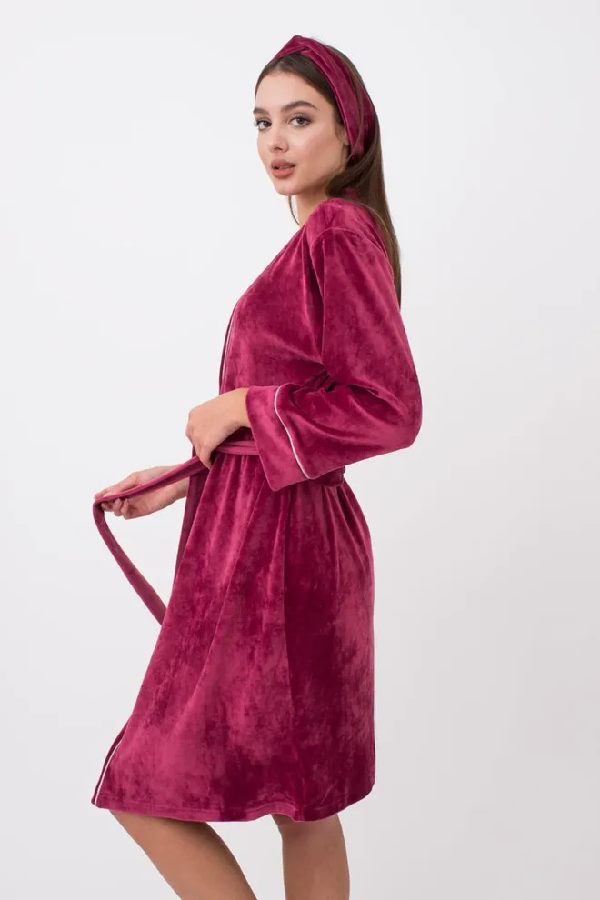 Xалат під пояс SOFT WINTER 7320/080 Giulia (burgundi), бордовий