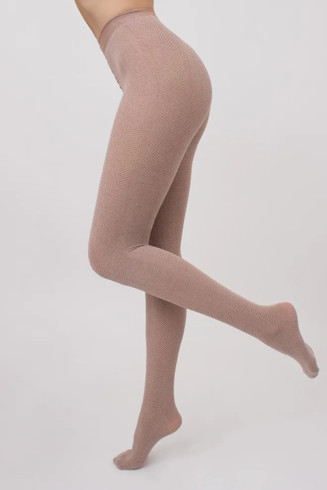 Колготки теплі з візерунком Split 180 den model 2 Giulia (moonlight), бежевий
