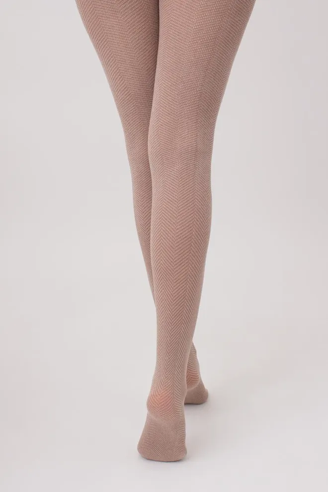 Колготки теплі з візерунком Split 180 den model 2 Giulia (moonlight), бежевий