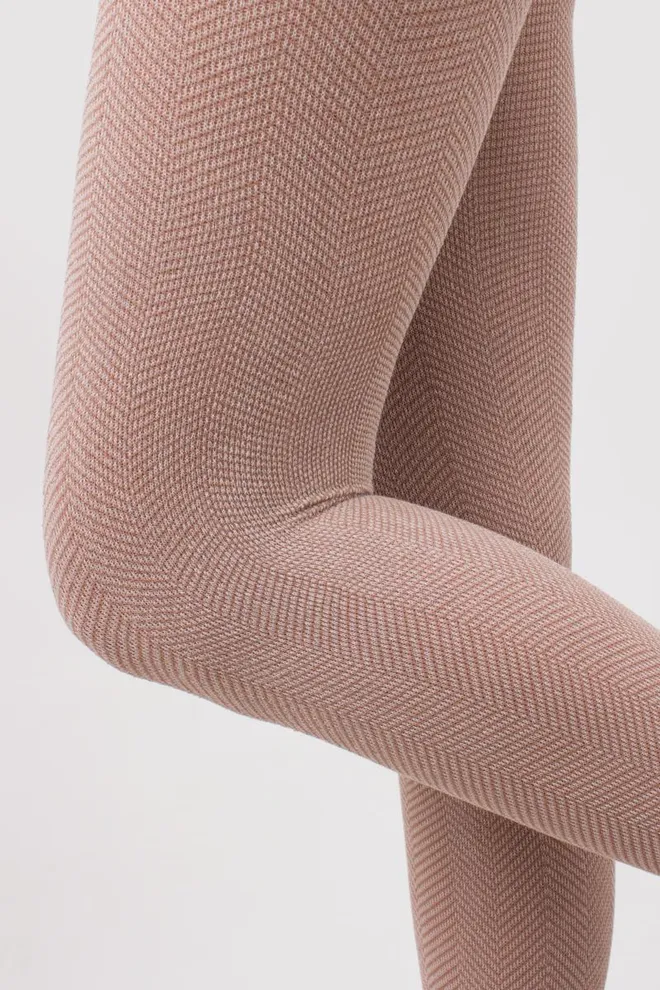 Колготки теплі з візерунком Split 180 den model 2 Giulia (moonlight), бежевий