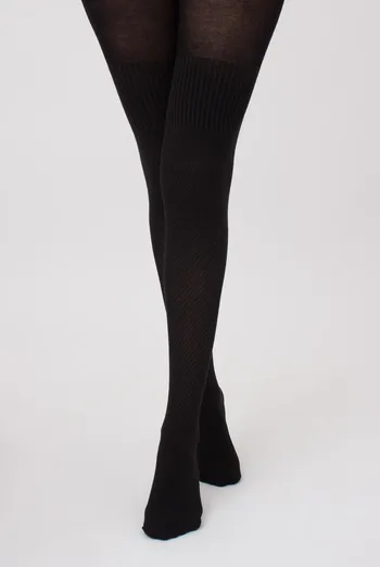 Колготки теплые с узором Split 180 den model 5 Giulia (pirate black), черный