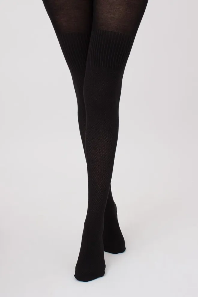 Колготки теплые с узором Split 180 den model 5 Giulia (pirate black), черный