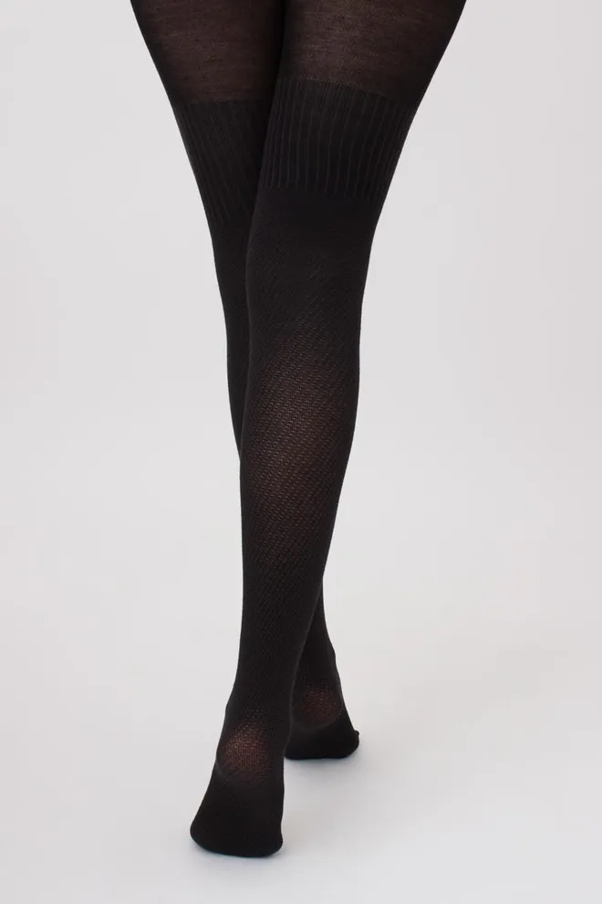 Колготки теплые с узором Split 180 den model 5 Giulia (pirate black), черный