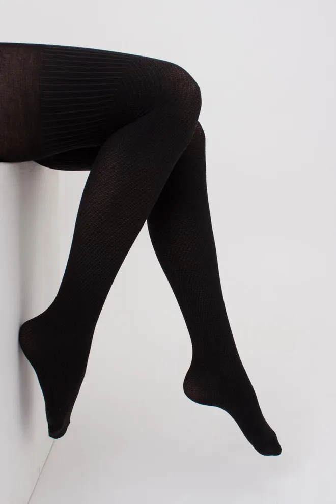 Колготки теплые с узором Split 180 den model 5 Giulia (pirate black), черный