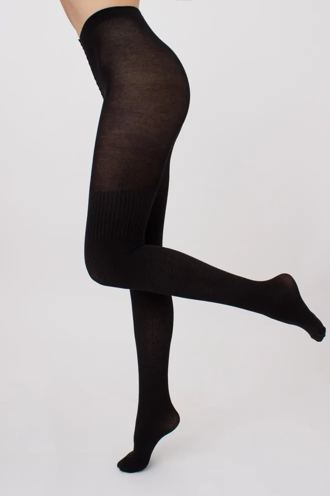 Колготки теплые с узором Split 180 den model 5 Giulia (pirate black), черный