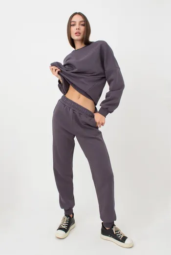 Женские спортивные штаны хлопковые на флисе Sport Style 4305/170 (grey)