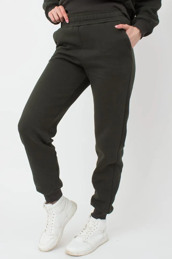 Женские спортивные штаны хлопковые на флисе Sport Style 4305/170 (khaki)