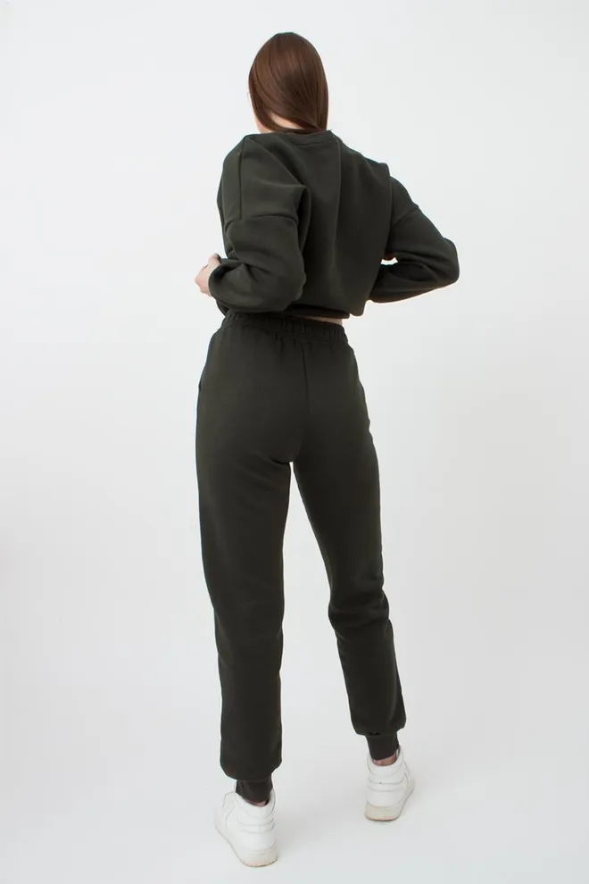 Женские спортивные штаны хлопковые на флисе Sport Style 4305/170 (khaki)