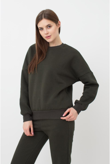 Женский свитшот оверсайз из хлопка на флисе Sport Style 4413/170 Giulia (khaki) Женский свитшот оверсайз из хлопка на флисе Sport Style 4413/170 Giulia (khaki)