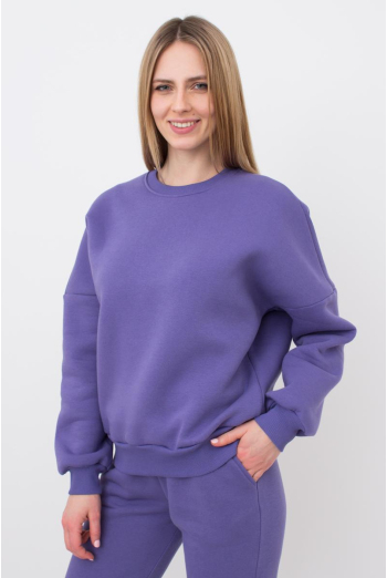 Женский свитшот оверсайз из хлопка на флисе SPORT STYLE 4413/170 Giulia (plum), фиолетовый Женский свитшот оверсайз из хлопка на флисе SPORT STYLE 4413/170 Giulia (plum), фиолетовый