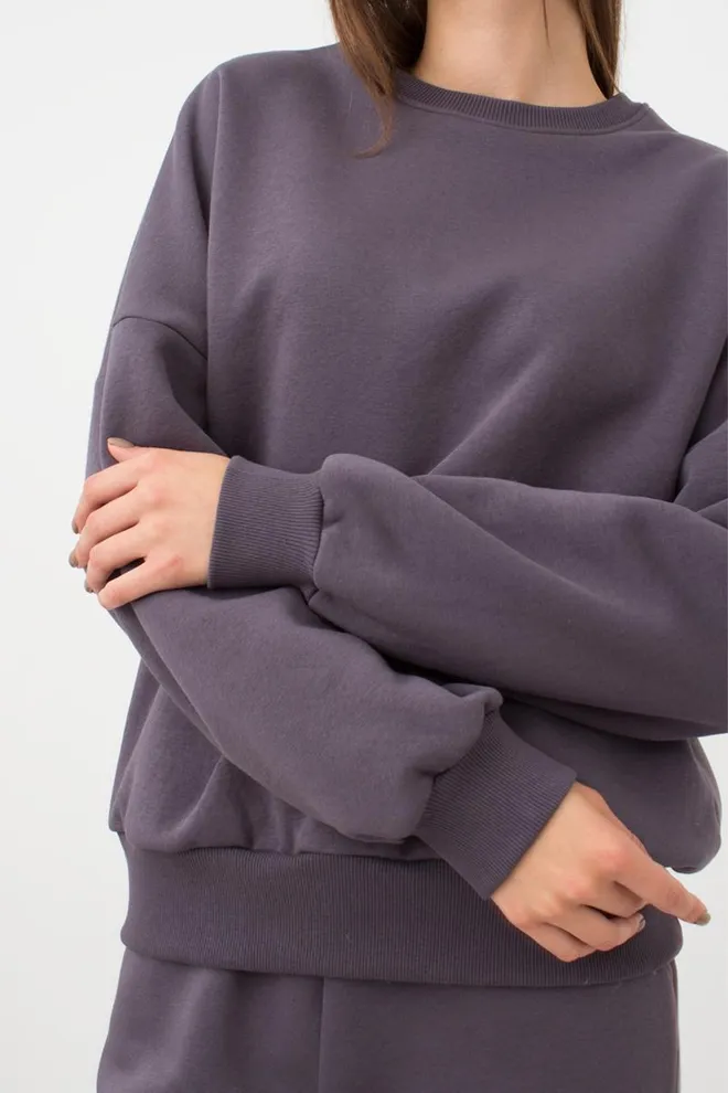 Женский свитшот оверсайз из хлопка на флисе Sport Style 4413/170 Giulia (grey)