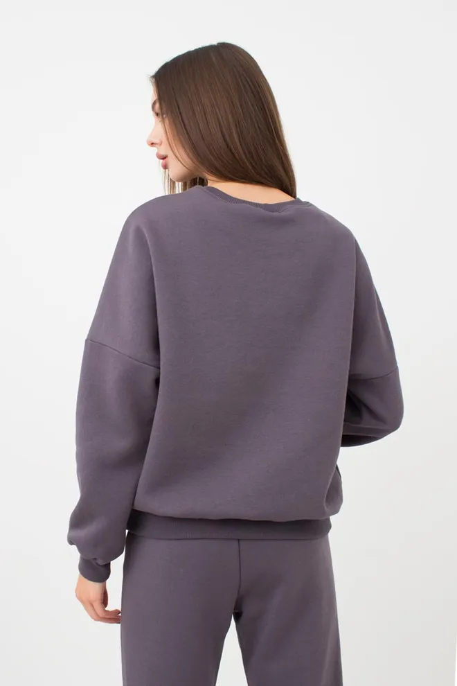 Женский свитшот оверсайз из хлопка на флисе Sport Style 4413/170 Giulia (grey)