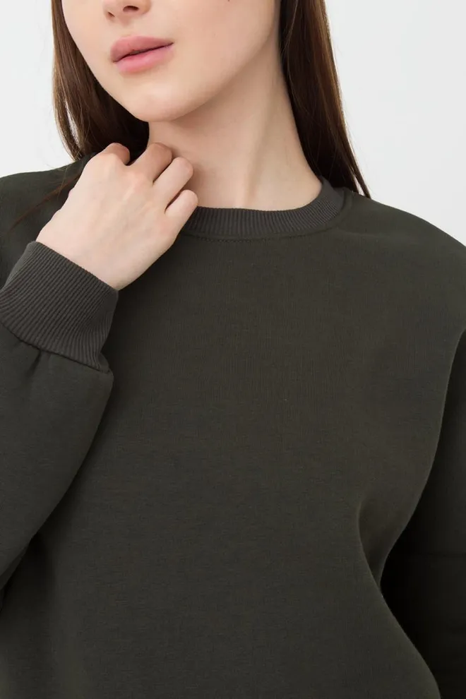 Женский свитшот оверсайз из хлопка на флисе Sport Style 4413/170 Giulia (khaki)