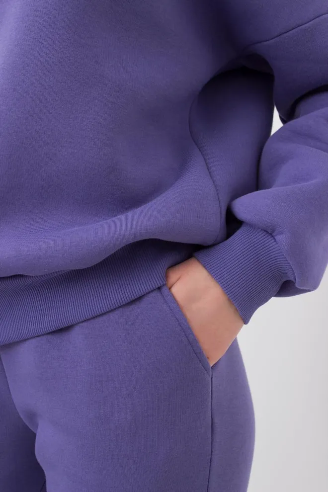Женский свитшот оверсайз из хлопка на флисе SPORT STYLE 4413/170 Giulia (plum), фиолетовый