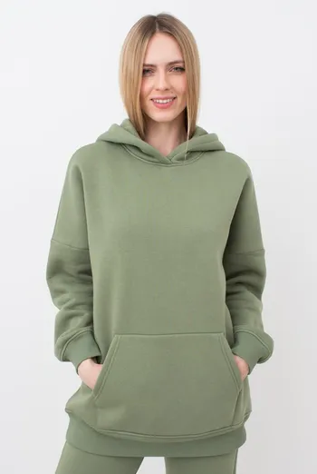Женский худи оверсайз из хлопка на флисе Sport Style 4409/160 Giulia (olive), зеленый