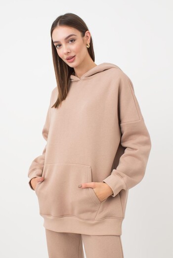 Жіночий худі оверсайз з бавовни на флісі Sport Style 4409/160 Giulia (beige)
