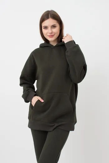 Женский худи оверсайз из хлопка на флисе Sport Style 4414/170 Giulia (khaki) Женский худи оверсайз из хлопка на флисе Sport Style 4414/170 Giulia (khaki)