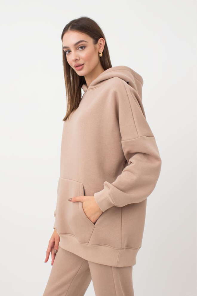 Жіночий худі оверсайз з бавовни на флісі Sport Style 4409/160 Giulia (beige)